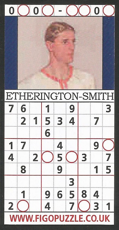 CC GBR FIGOPUZZLE Sudocard Rowing No. 19 Raymond Broadley Etherington Smith Cambridge University BC