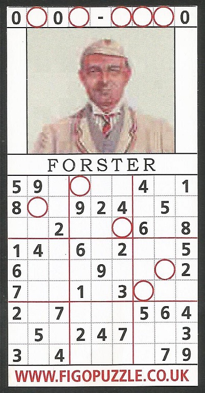 CC GBR FIGOPUZZLE Sudocard Rowing No. 20 Robert Henry ForsterSmith Cambridge University BC reverse