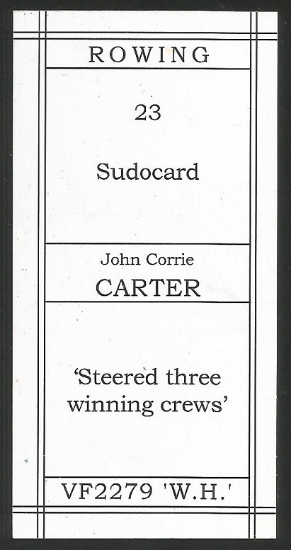 CC GBR FIGOPUZZLE Sudocard Rowing No. 23 John Corrie Carter Cambridge University BC reverse