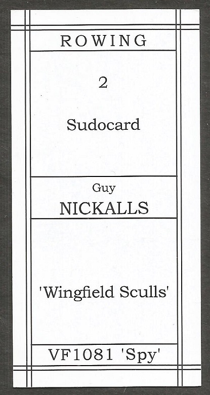 CC GBR FIGOPUZZLE Sudocard Rowing No. 2 Guy Nickalls reverse