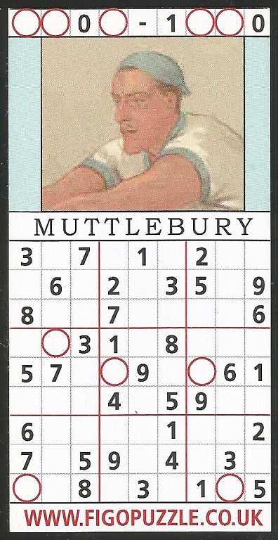CC GBR FIGOPUZZLE Sudocard Rowing No. 5 Stanley Duff Muttlebury Cambridge University BC