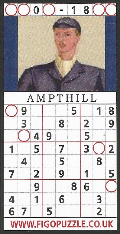 CC GBR FIGOPUZZLE Sudocard Rowing No. 6 Arthur Oliver Villiers Russell Lord Ampthill Oxfrd University BC