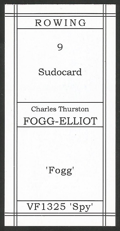 CC GBR FIGOPUZZLE Sudocard Rowing No. 9 Charles Thurston Fogg Elliot Cambridge University BC reverse