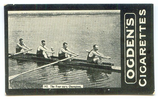 cc gbr 1902 ogden s cigarettes f series no. 262  the four oars champions   photo of bubear  barry   haines   emmet  professional world champions 