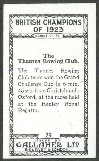 cc gbr 1924 gallahers cigarettes british champions of 1923 no. 29 - the thames rowing club winner of the grand challenge cup 1923 at henley royal regatta - reverse