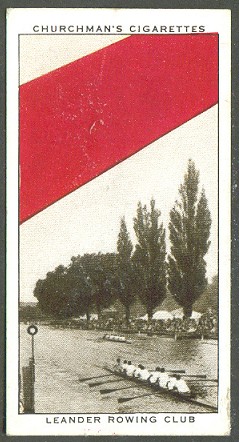 cc gbr 1934 churchman s cigarettes  well known ties  no. 49 leander rowing club   8  race at henley and red tie