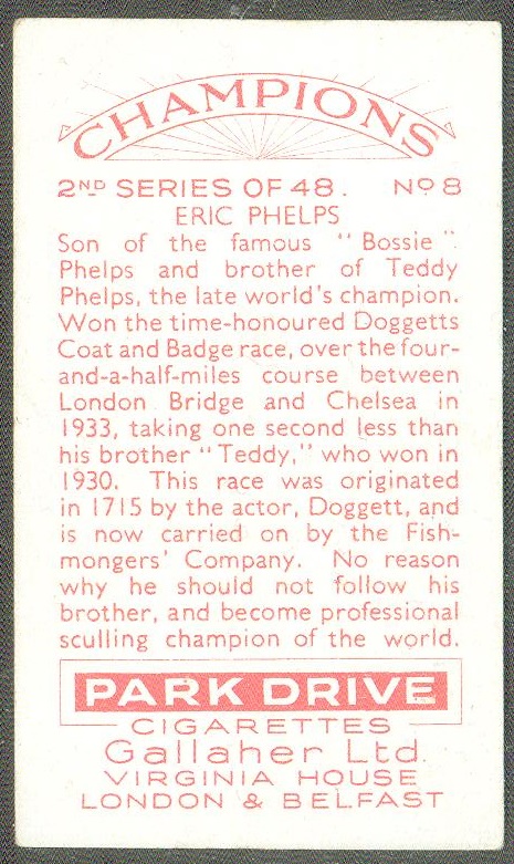 cc gbr 1935 gallaher ltd champions 2nd series no. 8 eric phelps - reverse