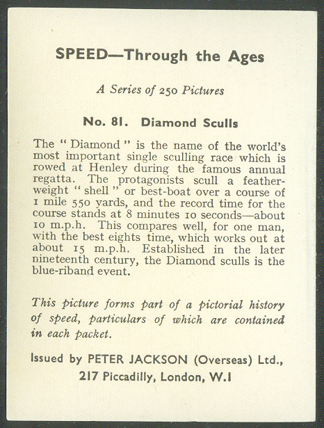 cc gbr 1937 peter jackson speed - through the ages no. 81 diamond sculls - reverse