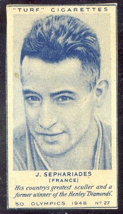 cc gbr 1948 turf cigarettes no. 27 j. sephariades fra winner of the diamond sculls at henley 1946 