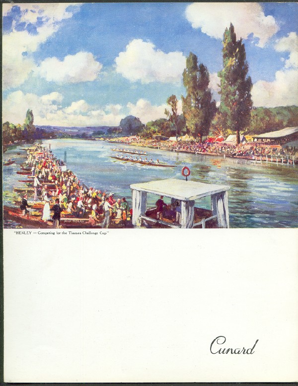 cc gbr 1957 menu card rms queen elizabeth henley thames challenge cup