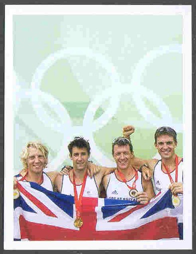 cc gbr 2008 og beijing medal winners sporting profiles card 15 peter reed tom james andy triggs hodge steve williams m4 gold medal winners 