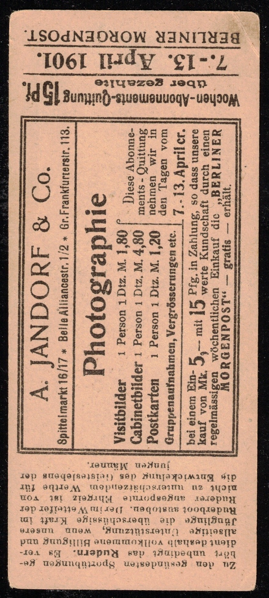 CC GER 1901 Berliner Morgenpost series 8 B5 M1X reverse II