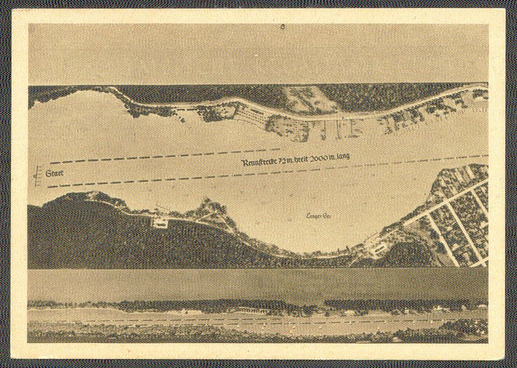 cc ger 1935 muratti cigaretten volume ii sportnations prepare for the olympic games no. 21 the regatta course at berlin gruenau two different views