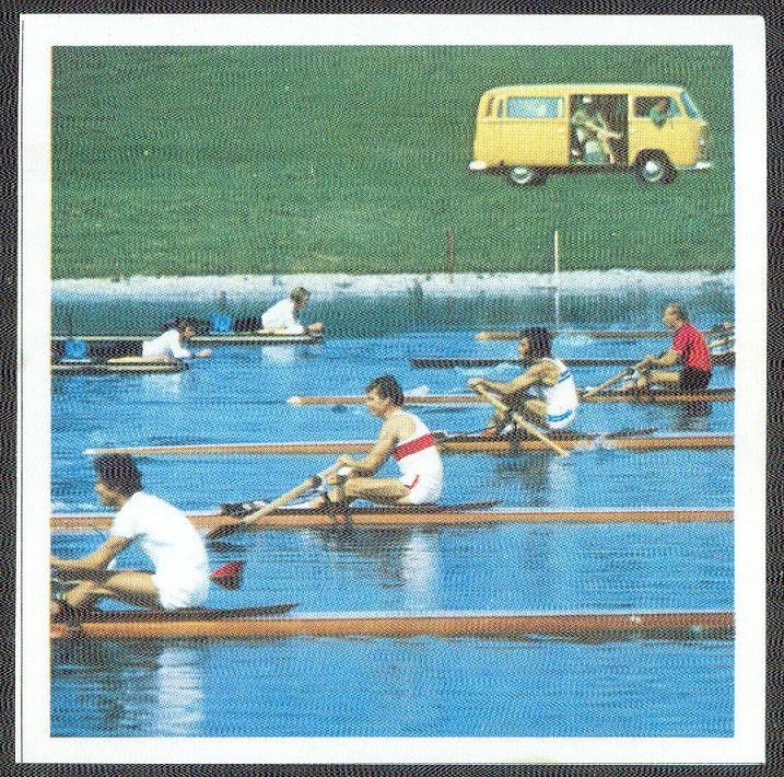 cc ger 1972 og munich huberti page 98 m1x gold medal winner juri malishev urs during his first strokes on the far right with a red singlet