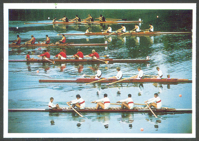 cc ger herba olympischer sport no. 58 og munich 1972 parade of 4 final paticipants with gold medal winner crew ger in foreground