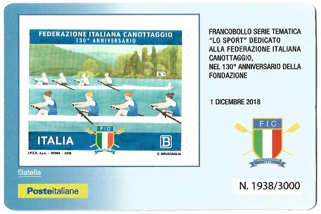 CC ITA 2018 with stamp 130th anniversary of Italian Rowing Federation