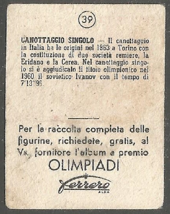 CC ITA FERRERO Olimpiadi No. 39 single sculls drawing reverse