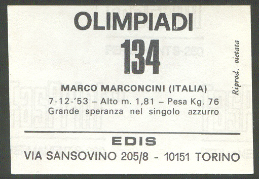 cc ita 1976 edis olimpiadi no. 134 marco marconcini ita jm1x gold medal winner at jwrc ratzeburg 1974 reverse