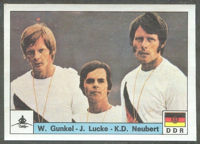 cc ita 1976 panini montreal 76 no. 157 wolfgang gunkel joerg lucke cox klaus dieter neubert gdr m2 gold medal winners og munich 1972
