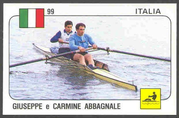 cc ita panini no. 99 guiseppe carmine abbagnale cox guiseppe di capua ita gold medal 2 wrc 1981 1982 1985 1987 91 olympic champions 2 1984 and 1988 