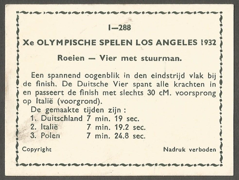 CC NED 1932 OG Los Angeles GER wins M4 gold medal reverse