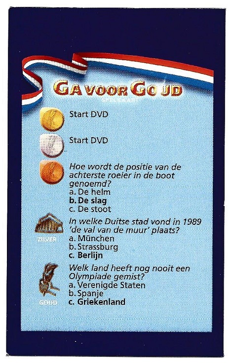CC NED Go for Gold playing card No. 57 LM4 reverse