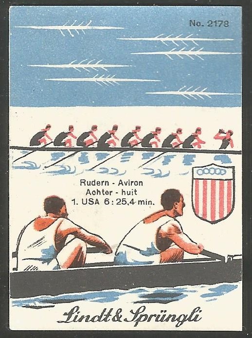 CC SUI 1936 LINDT SPRUENGLI No. 2178 OG Berlin M8 gold medal for USA 