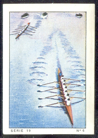 CC SUI 1936 Nestle Chocolats Gala Peter Cailler Kohler Sports nautiques serie No. 19 Timbre No. 6 Oxford Cambridge 