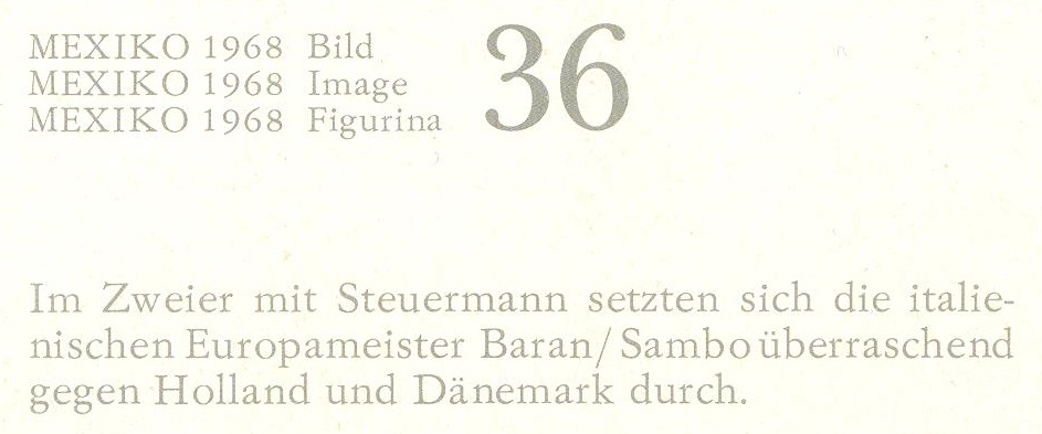 cc sui 1968 gloria verlag mexico 1968 no. 36 m2 ita baran sambo cox cipolla at the victory ceremony reverse