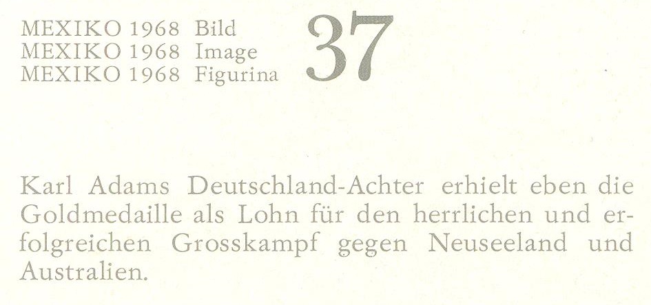 cc sui 1968 gloria verlag mexico 1968 no. 37 the olympic m8 champion crew ger after the victory ceremony reverse