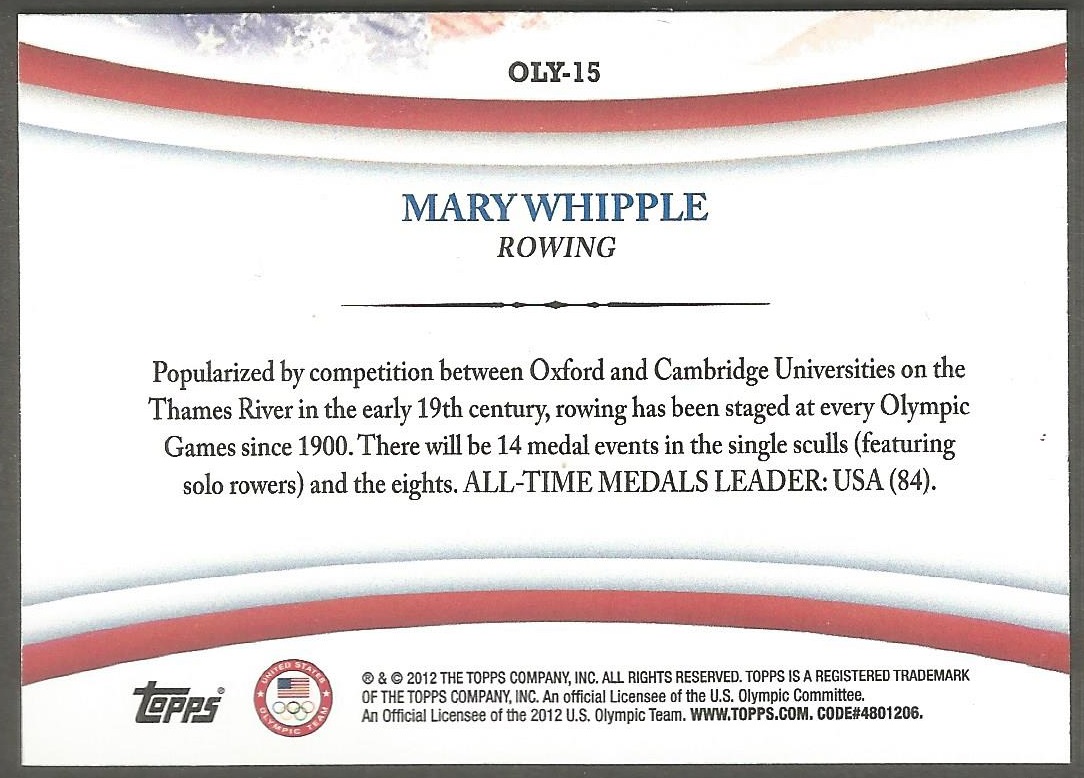cc usa 2012 topps company oly 15 mary whipple reverse