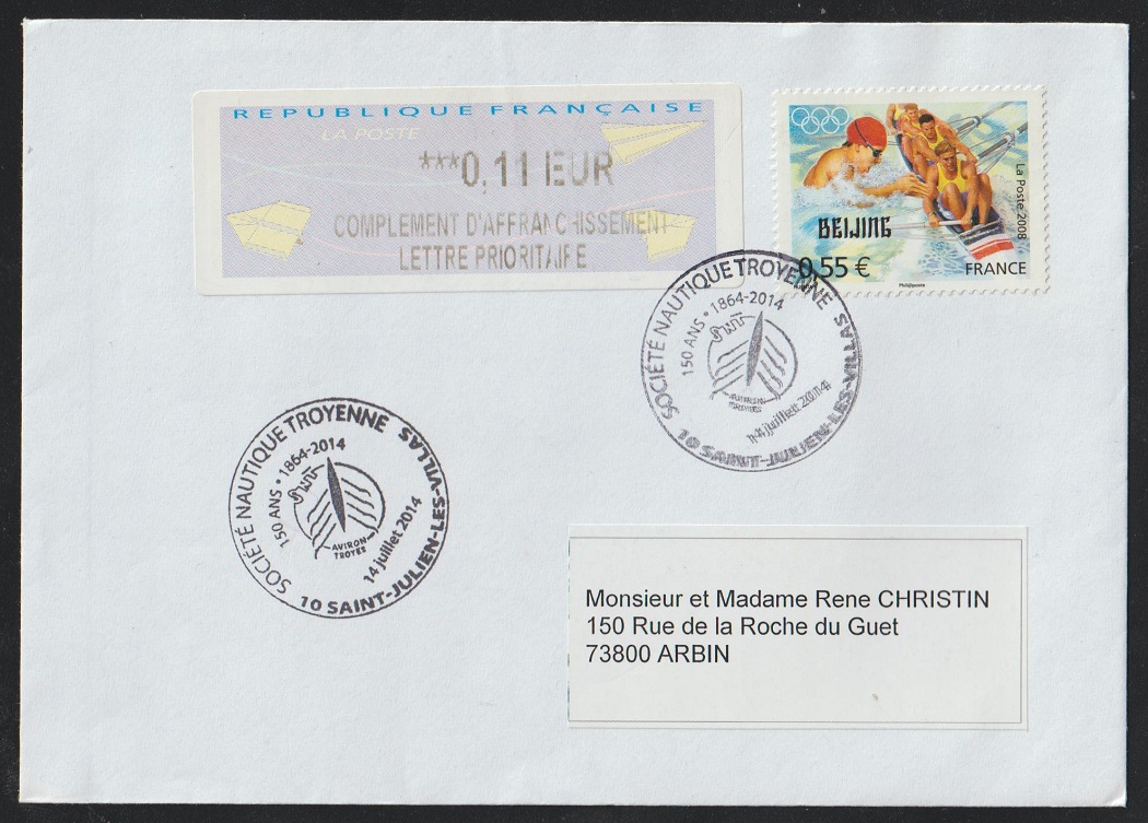 Stamp FRA 2008 OG Beijing on cöver