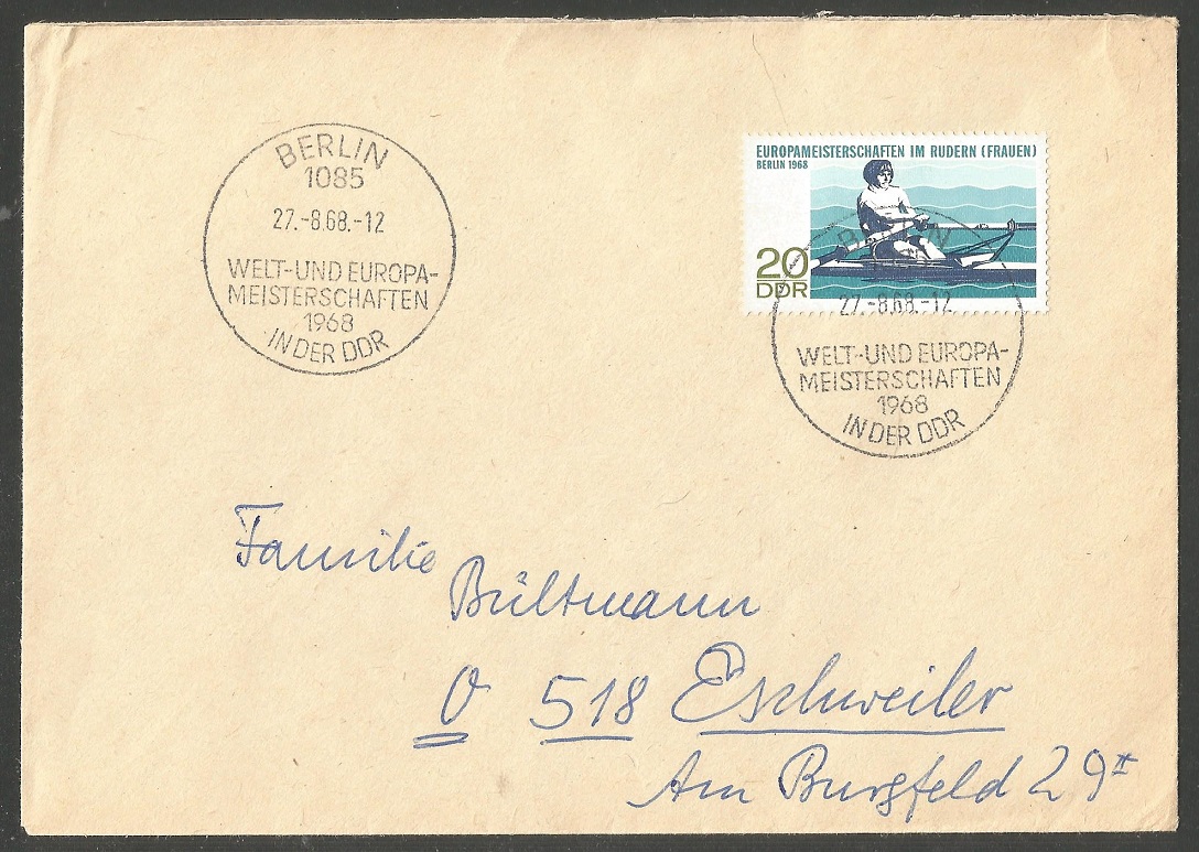Stamp GDR 1968 WERC Berlin on cover with corresponding PM