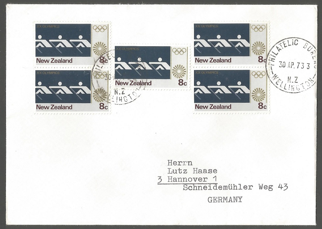 Stamp NZL 1973 OG Munich NZLs M8 gold medal win
