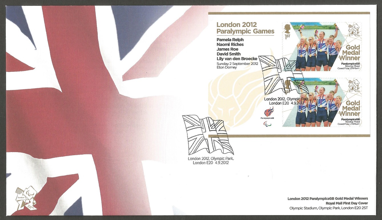 FDC GBR 2012 Sept. 4th Paralympic Games London LTAMix4 gold medal win for GBR