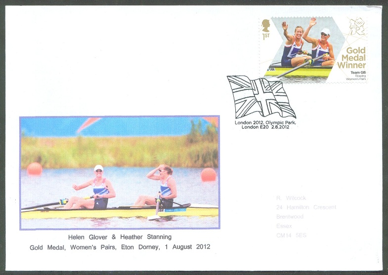 fdc gbr 2012 aug. 2nd og london w2 gold medal win for helen glover heather stanning gbr i