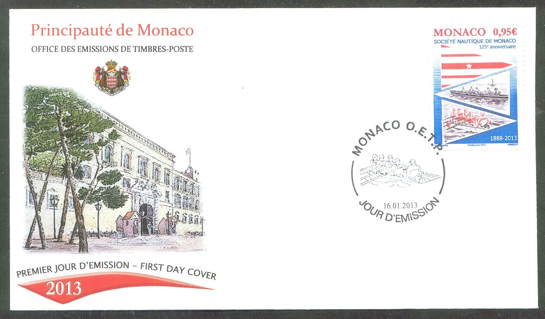 fdc mon 2013 jan. 16th 125th anniversary of sn de monaco
