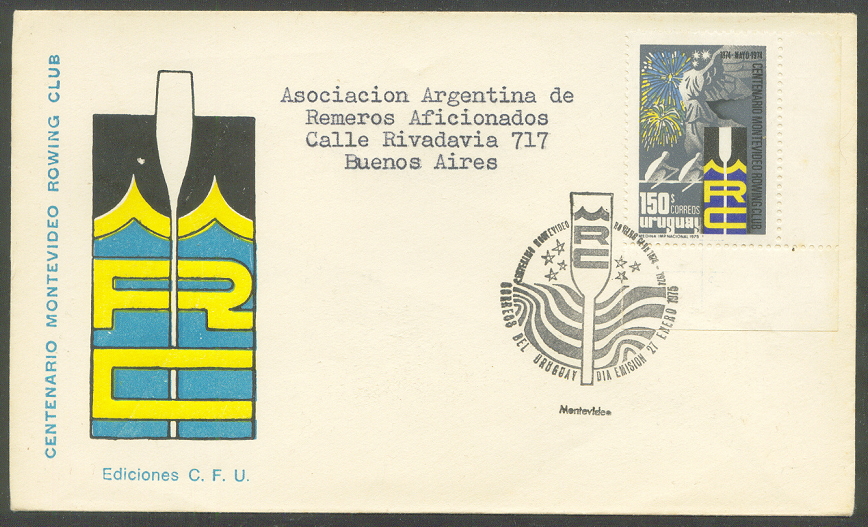 fdc uru 1975 with pm 100 years montvideo rc