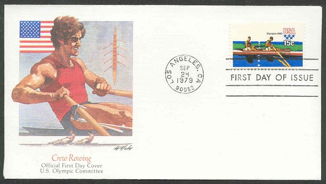 fdc usa 1979 sept. 28th olympics 1980 crew rowing sculler 