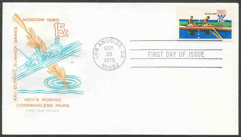 fdc usa 1979 sept. 28th olympics 1980 with drawing of m2 in green