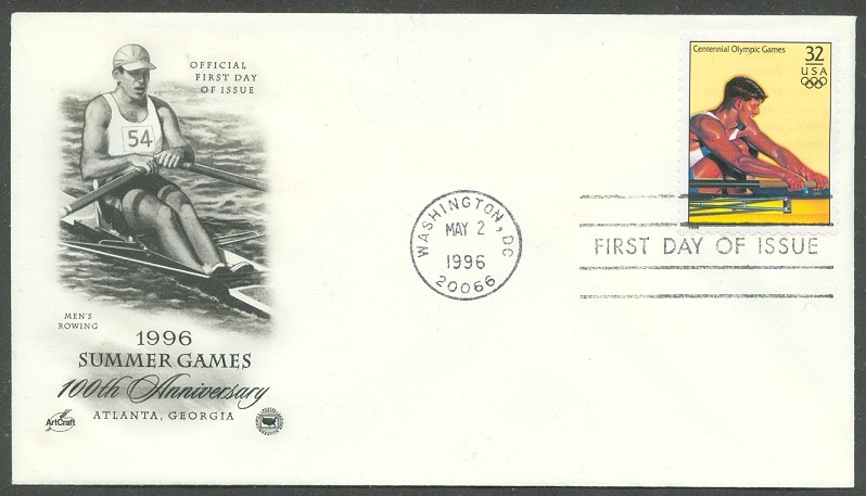 fdc usa 1996 may 2nd og atlanta with drawing of single sculler9