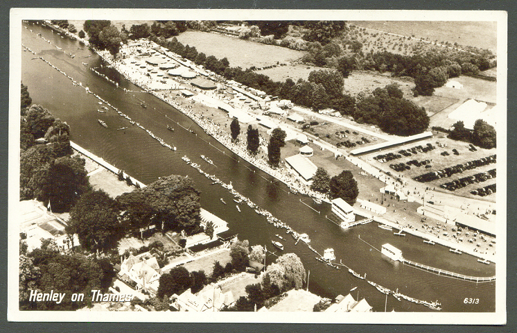 PC GBR 1955 Henley on Thames regatta course photo arial view brown white