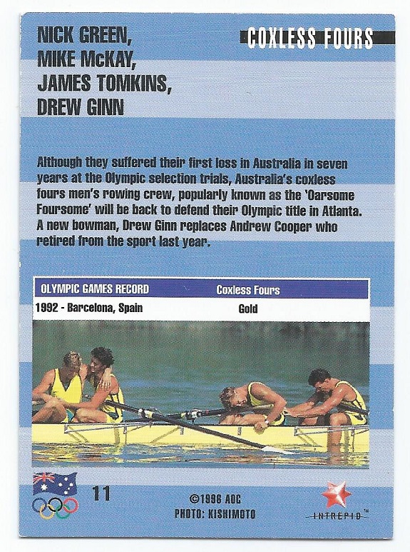 CC AUS 1996 INTREPID No. 11 Front Runners OG Barcelona 1992 M4 crew AUS gold medal winner reverse