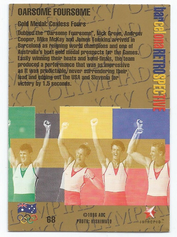 CC AUS 1996 INTREPID No. 68 OG Barcelona 1992 M4 crew AUS gold medal winner reverse jpg
