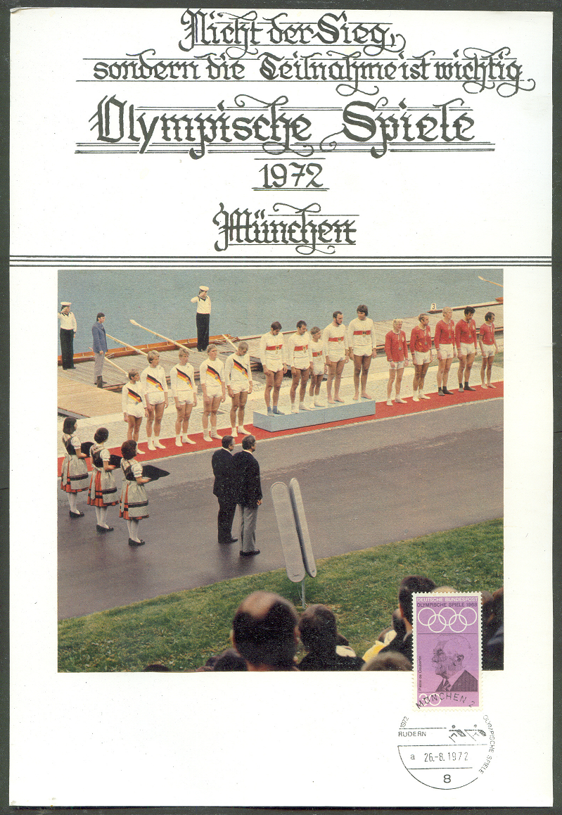 Illustrated card GER 1972 OG Munich victory ceremony for M4