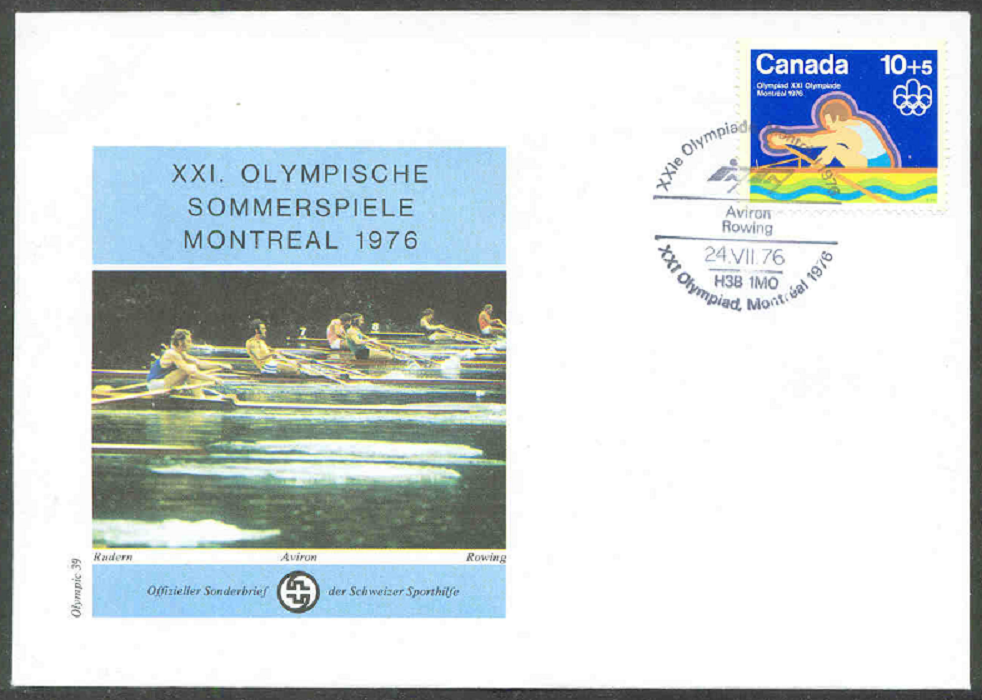 Illustrated cover CAN 1976 OG Montreal with stamp PM 1976 July 24th pictogram Illustration photo of 1X race