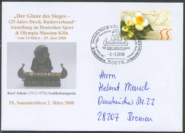 Illustrated cover GER 2008 with PM Karl Adam Gedächtnispreis and photo of regatta price