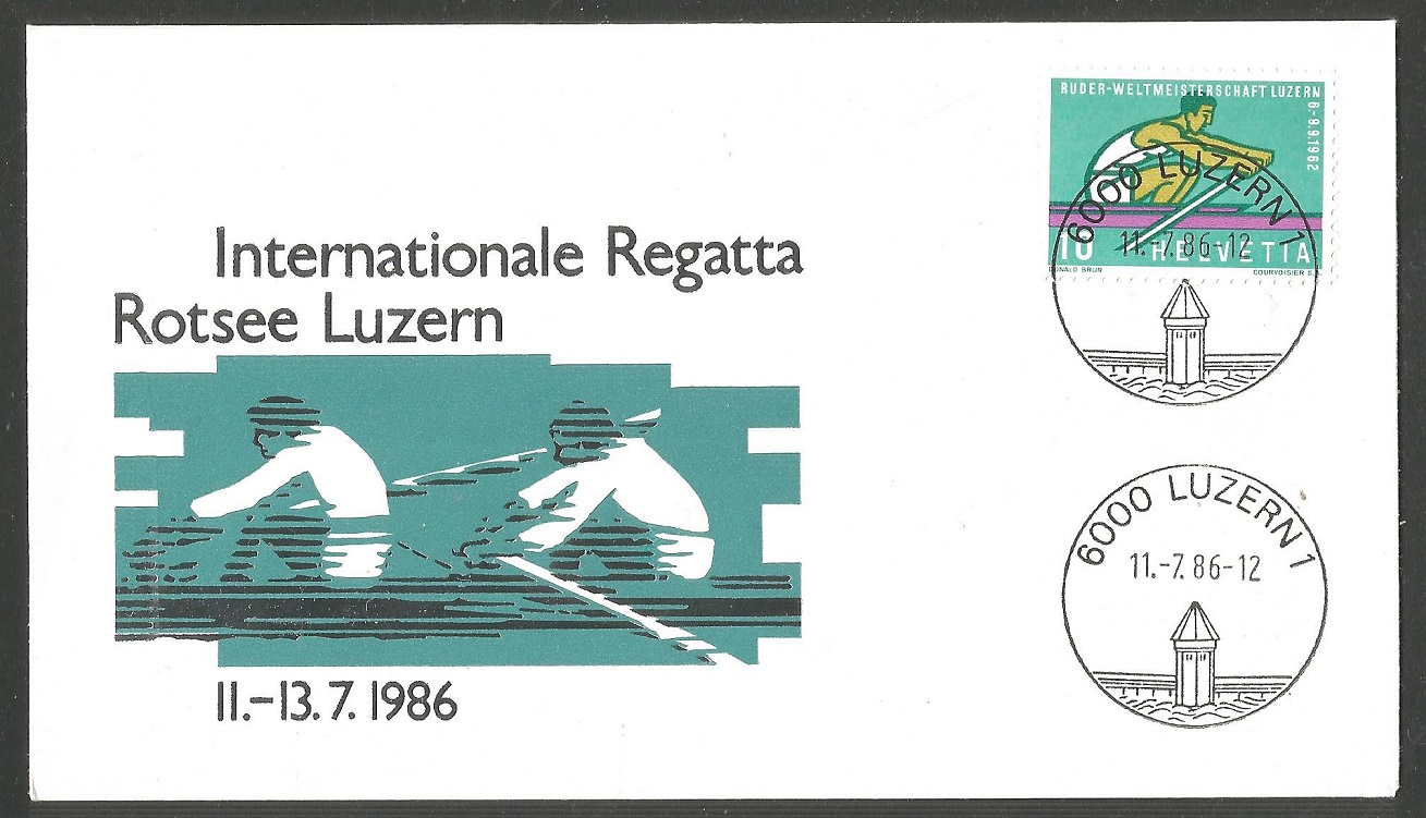 Illustrated cover SUI 1986 July 11th Lucerne International Rotsee Regatta