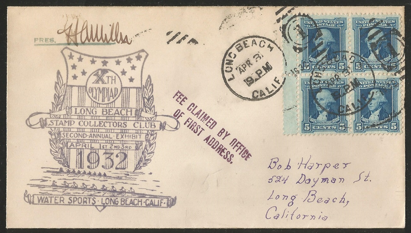 Illustrated cover USA 1932 with cachet OG Los Angeles