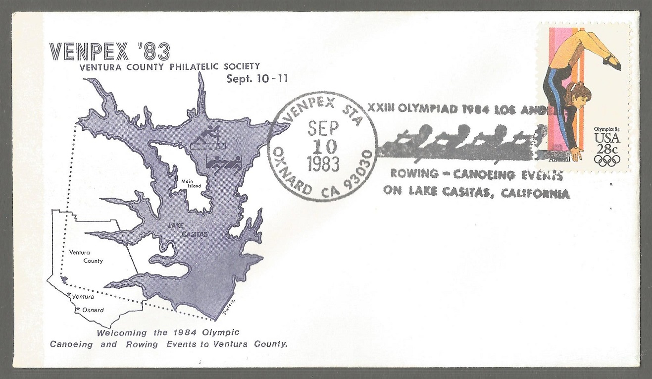 Illustrated cover USA 1983 OG Los Angeles with corresponding PM Sept. 10th Ventura1